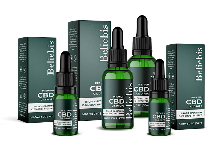 Broad Spectrum CBD Oil bottles with their boxes